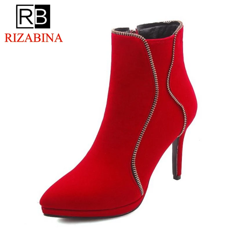 RizaBina/Размер 33-43 женские ботильоны зимняя теплая обувь на меху сапоги высоком