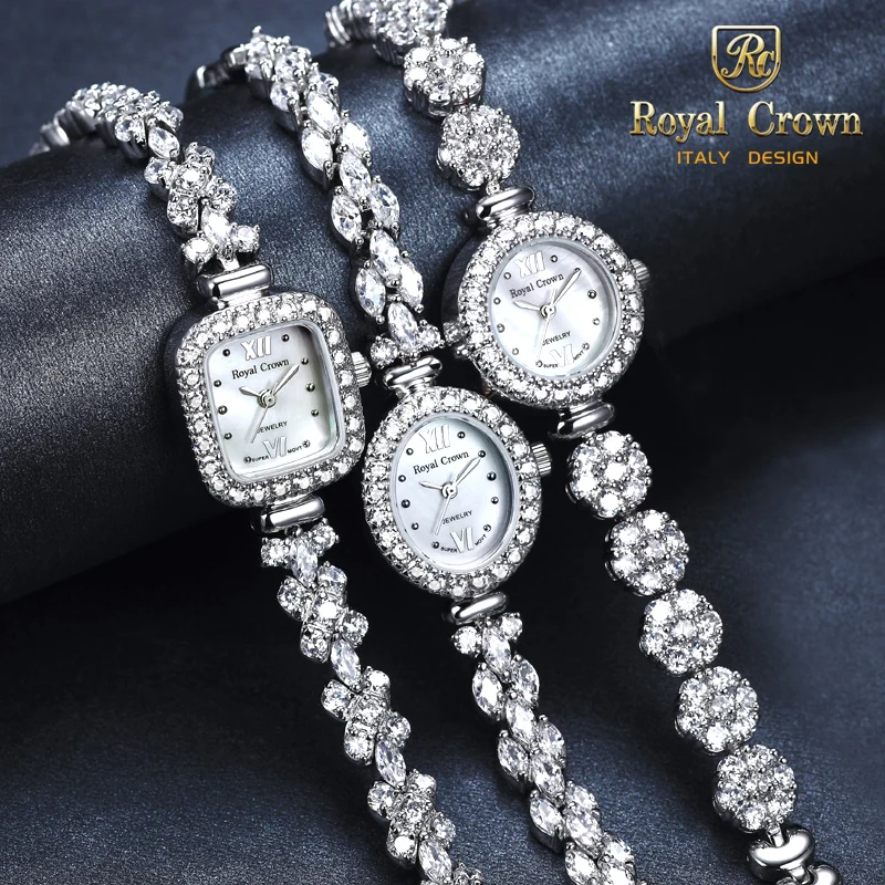 925 пробы, серебряные, Королевская корона, женские часы, Япония, кварцевые ювелирные часы, изящные часы, Кристальный браслет, роскошный подарок для девушек