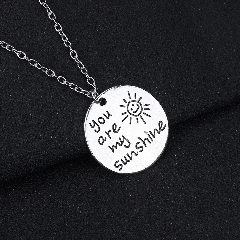 Новинка 2019 ожерелье с кулоном в виде сердца You Are My Sunshine модное круглое подвеской