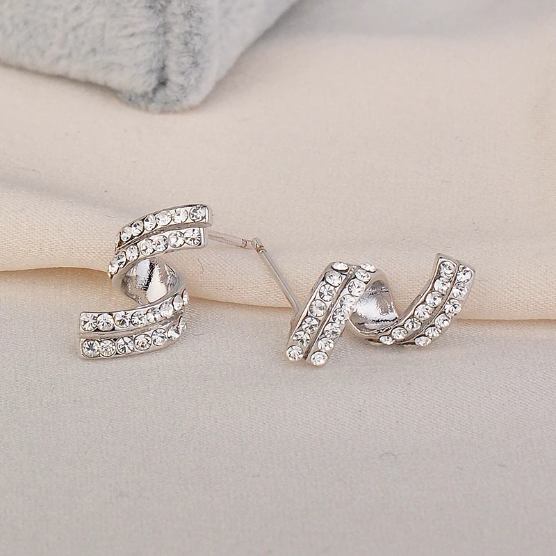 Мода 2016 Горячая продажа AAA кубический циркон объемные серьги-гвоздики серебряные