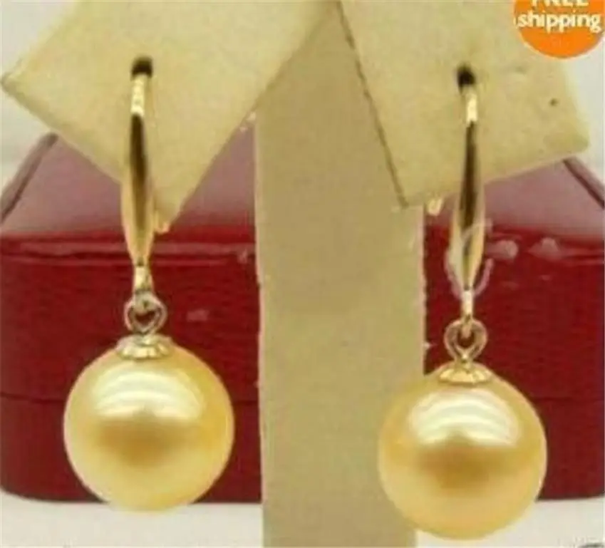 Wyan горячие продают @ Южного Моря 12 мм Золотой Sea Shell Жемчужина Капельного Серьги