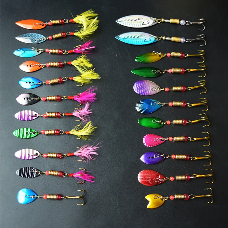 22 шт./лот в штучной упаковке вращающаяся блесна приманка наживки искусственные