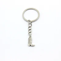 key pendant antique silver plated cowboy boots charm key chains ring for keys car bag key ring handbag keychain jewelry