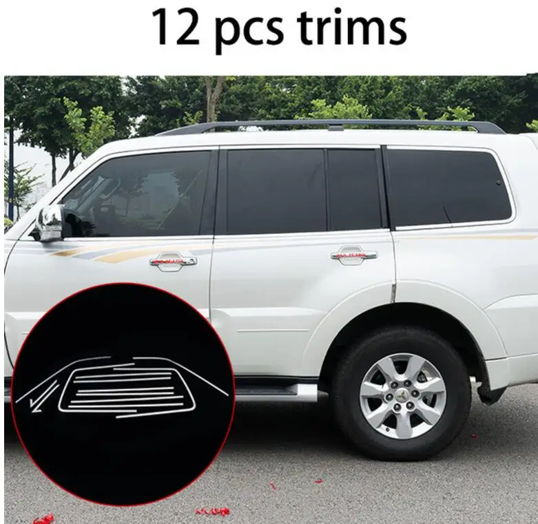Нержавеющая сталь внешняя крышка подоконника для mitsubishi pajero 2006- 2012 2013 стайлинга автомобилей - Цвет: 12 pcs trims