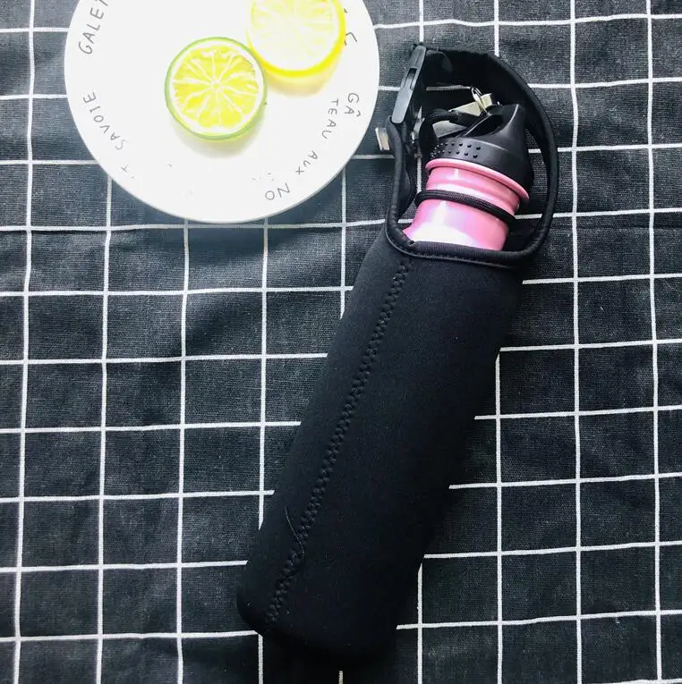 pink with bag Держатель для бутылки из нержавеющей стали 304 12 унций и изолятор для сохранения вашего пива холоднее с веревкой и неопреновой сумкой SBR и штопором - Цвет: pink with bag