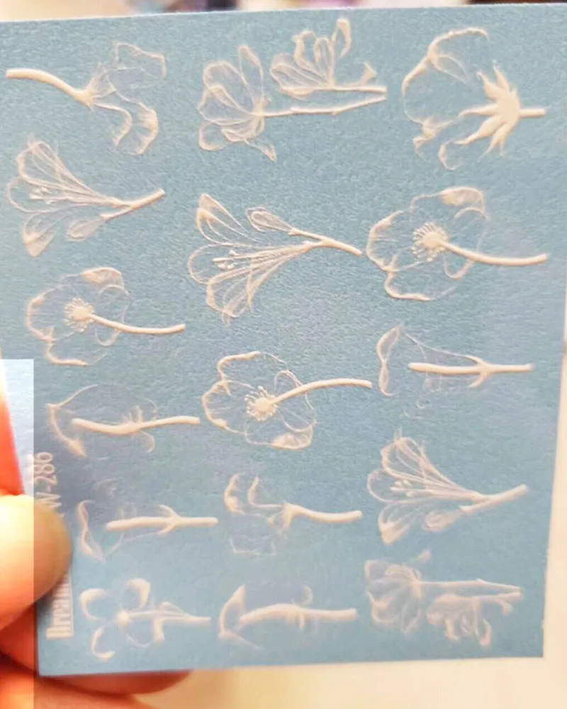 1 шт. 3D акриловая Выгравированная наклейка с цветком для ногтей рельефные кружевные цветы милый кот Водные Наклейки Empaistic наклейки для ногтей водные горки Z0103 - Цвет: 13
