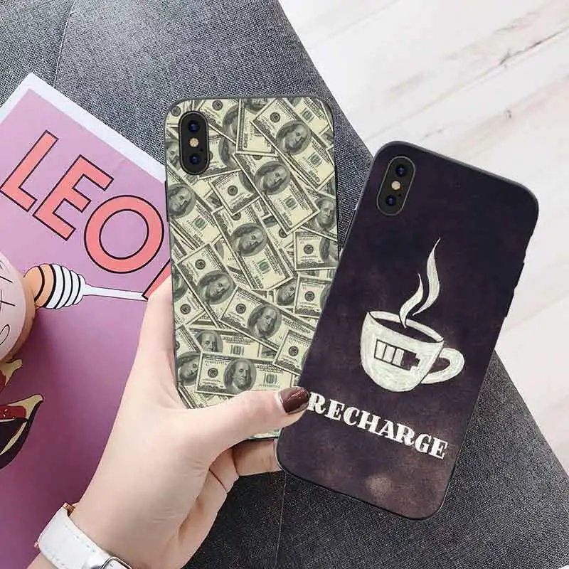 RKQ Забавный простой стиль доллар кофе мягкий силиконовый чехол для телефона iPhone 5