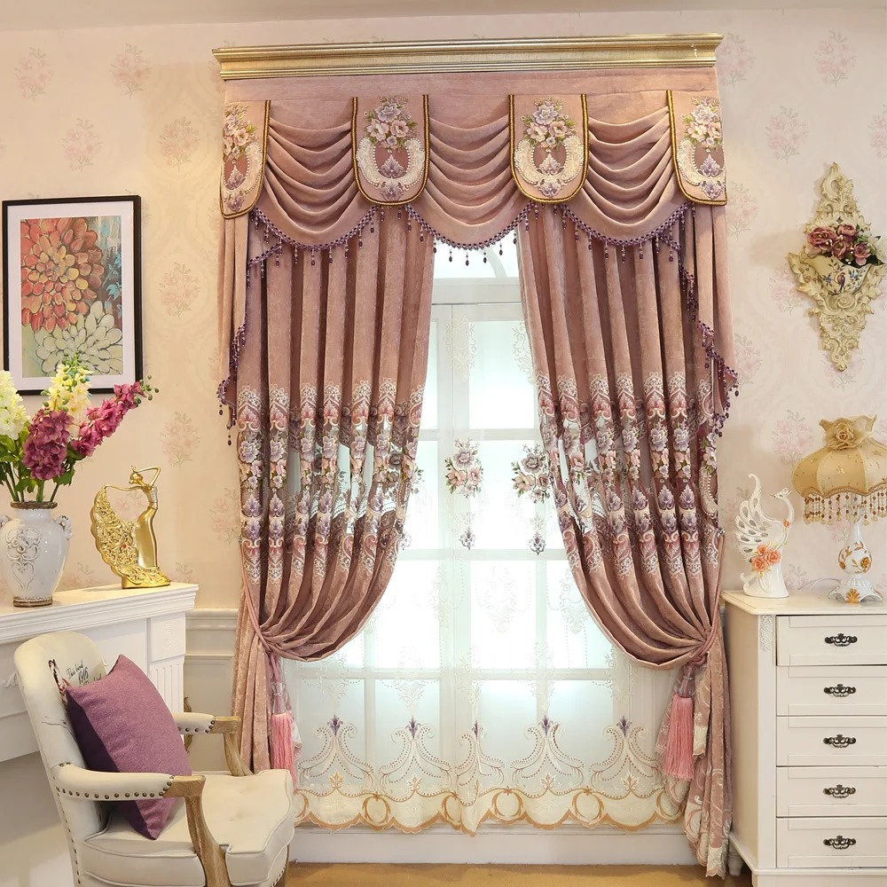 Шторы из синели Европейский Тюль с вышивкой для гостиной спальни роскошные