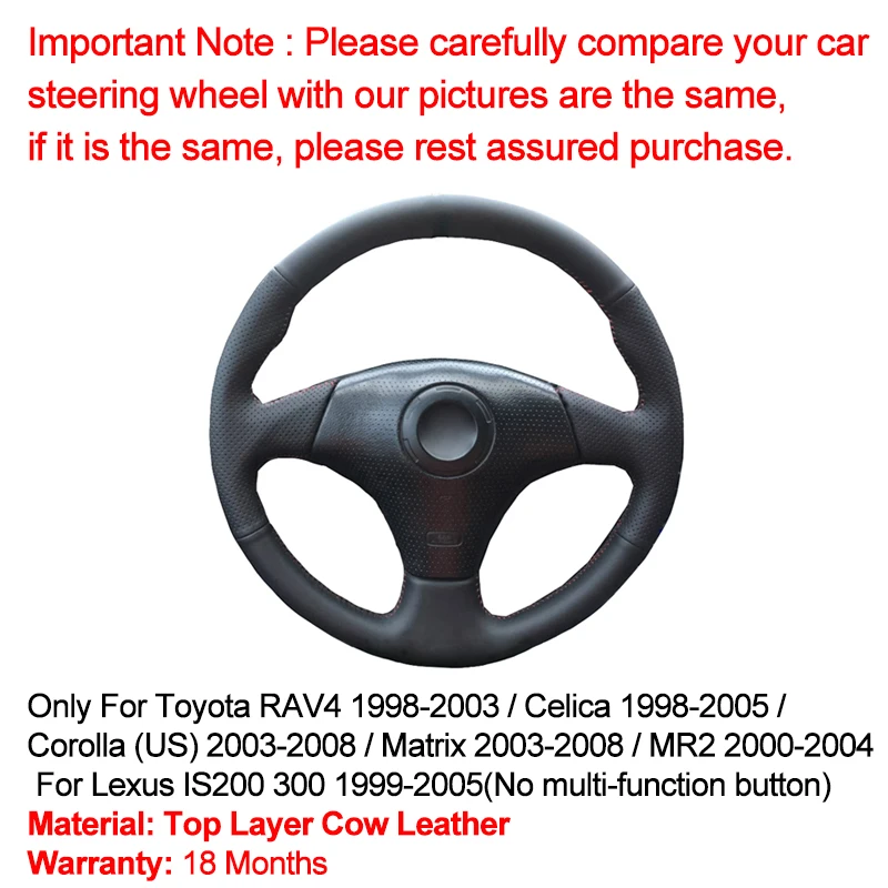 Ручное шитье чехол рулевого колеса автомобиля топ из коровьей кожи для Toyota RAV4 1998-2003 селика 1998-2005 Corolla(по ТИХООКЕАНСКОМУ летнему времени США) 2003-2006 2007 2008