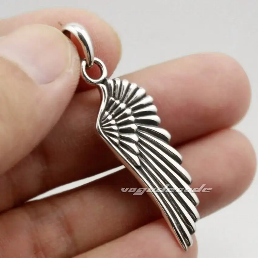 LINSION подвеска в виде ангела птицы крыла пера искусственное серебро 8A011|sterling silver