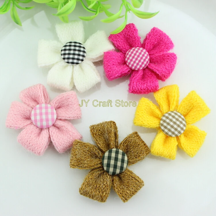 20 шт./лот шерстяной вязальный цветок с тканевым покрытием центр пуговиц для