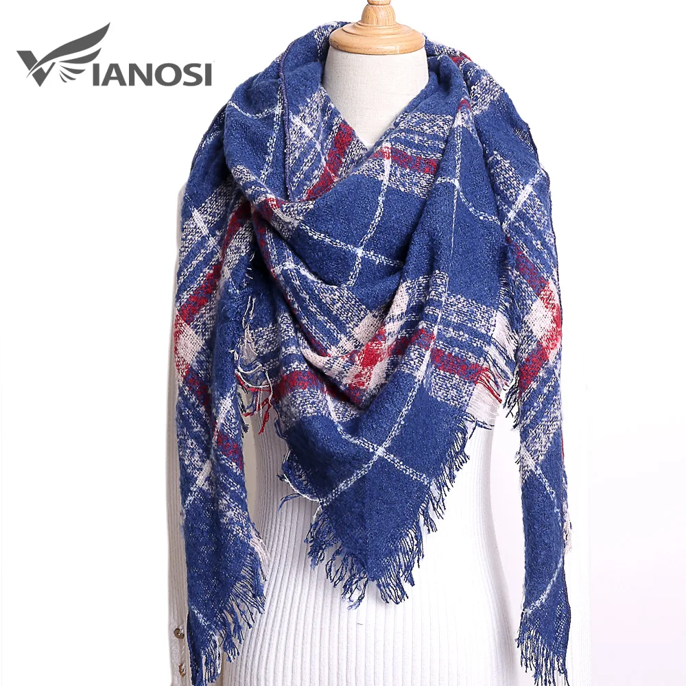 

VIANOSI Winter Triangle Scarf For Women Plaid Warm Cashmere Scarves Female Shawls Pashmina Lady Bandana Wraps Blanket