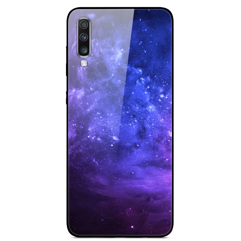 Чехол для Samsung A50 2019 чехол из закаленного стекла Жесткий Galaxy силиконовый бампер