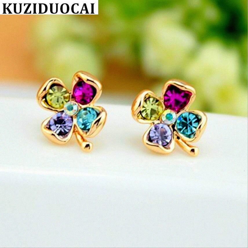 Kuziduocai новые модные ювелирные изделия медные цветные циркониевые лепестки