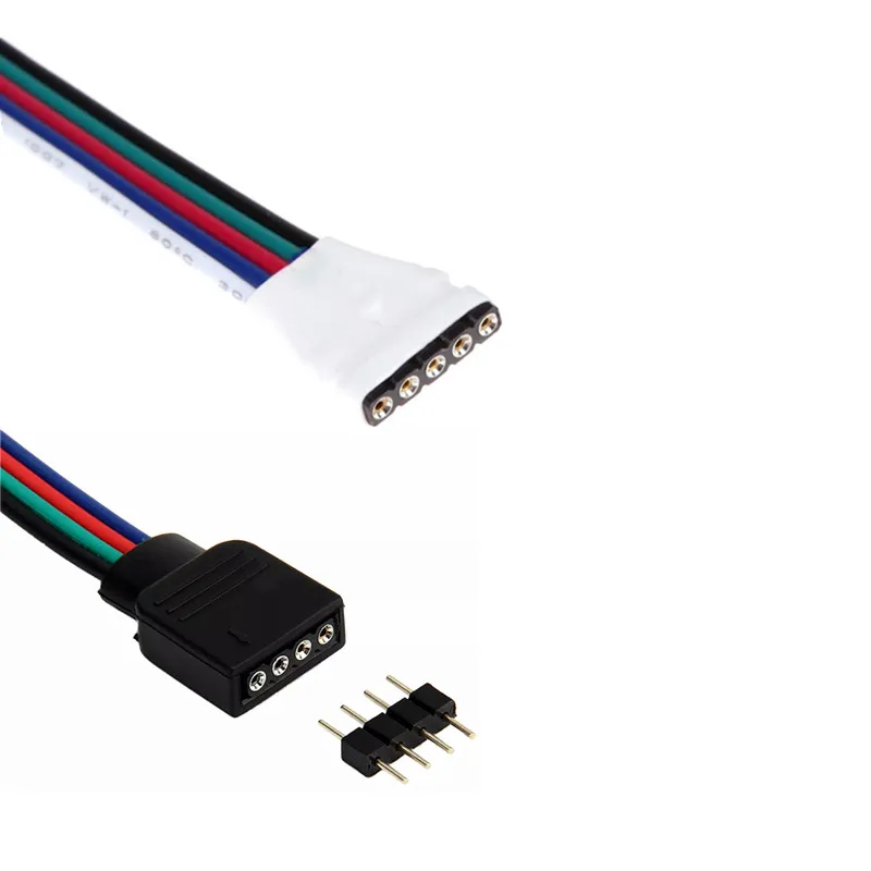 4 контактный разъем RGB 5 коннектор RGBW штекер + гнездо Светодиодная лента
