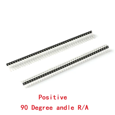 Positive 10 шт./лот 2,54 мм 1*40p 90 градусов под прямым углом Однорядный Мужской R/A контактный разъем положительный/Обратный печатной платы разъем Pinheader - Цвет: Positive