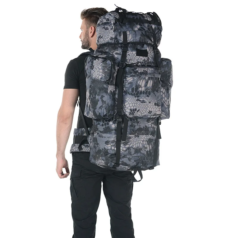 03 Black snake Новинка, 100л, уличная сумка, камуфляж, военный рюкзак, тактические сумки, водонепроницаемые, многофункциональные, для багажа, для пешего туризма, для путешествий, большая спортивная сумка - Цвет: 03 Black snake