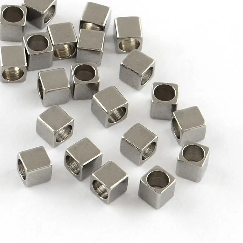 

304 Stainless Steel Cube Bead Spacers, Stainless Steel Color, 2.5x2.5x2.5mm, Hole: 2mm