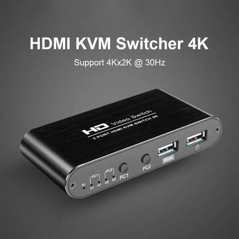 2 порта HDMI KVM переключатель 4K x 2K Ultra HD для клавиатуры с двойным монитором