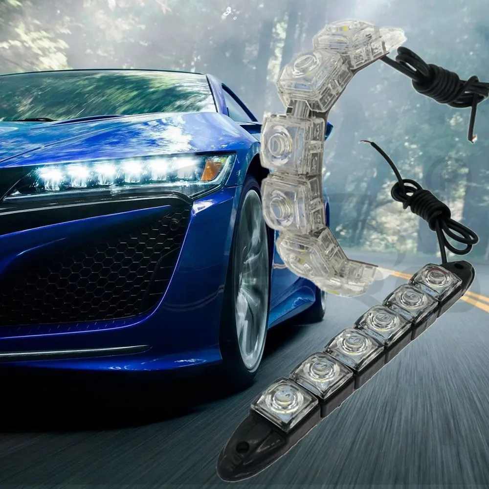 2 шт. Автомобильный светодиодный DRL Дневной ходовой светильник гибкий 6 светодиодный белый водонепроницаемый для вождения противотуманная сигнальная лампа автомобильный Стайлинг DC 12 В авто светодиодный