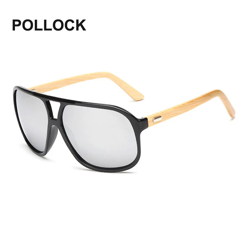 Солнцезащитные очки POLLOCK Bamboo Большие зеркальные UV400 деревянные солнцезащитные