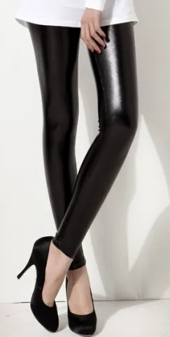 

Черные женские брюки, брюки, Сексуальные облегающие блестящие леггинсы из искусственной кожи для фитнеса