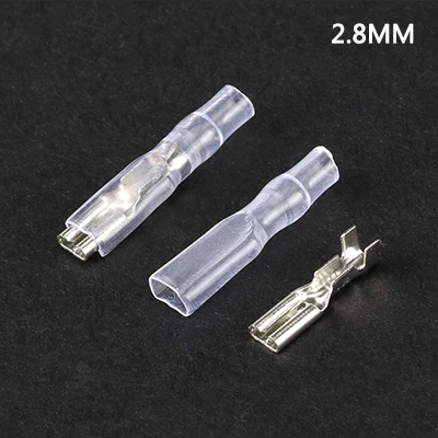 2.8MM 100 комплектов(200 шт.) гнездовой разъем 2,8/4,8/6,3 обжимной терминал с изоляционными рукавами для терминалов 22-16AWG - Цвет: 2.8MM