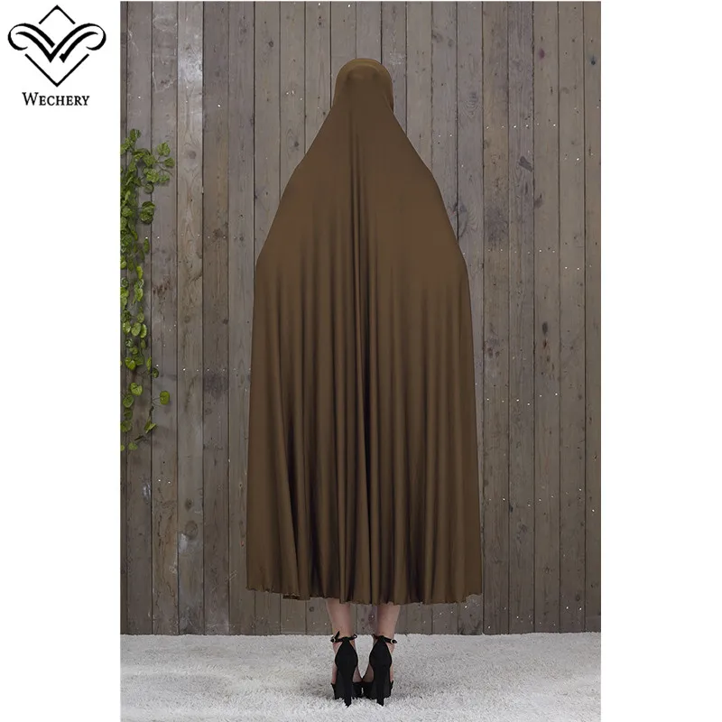 

Wechery Big Abaya Hijab Dress for Women Plus Size Solid Long Muslim Robes Pink Blue Black Brown White Clothing