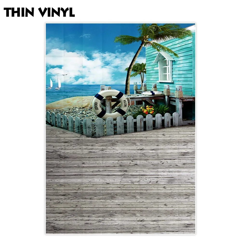 Allenjoy летний Фон фотографии голубое небо морской деревянный дом кокосовой