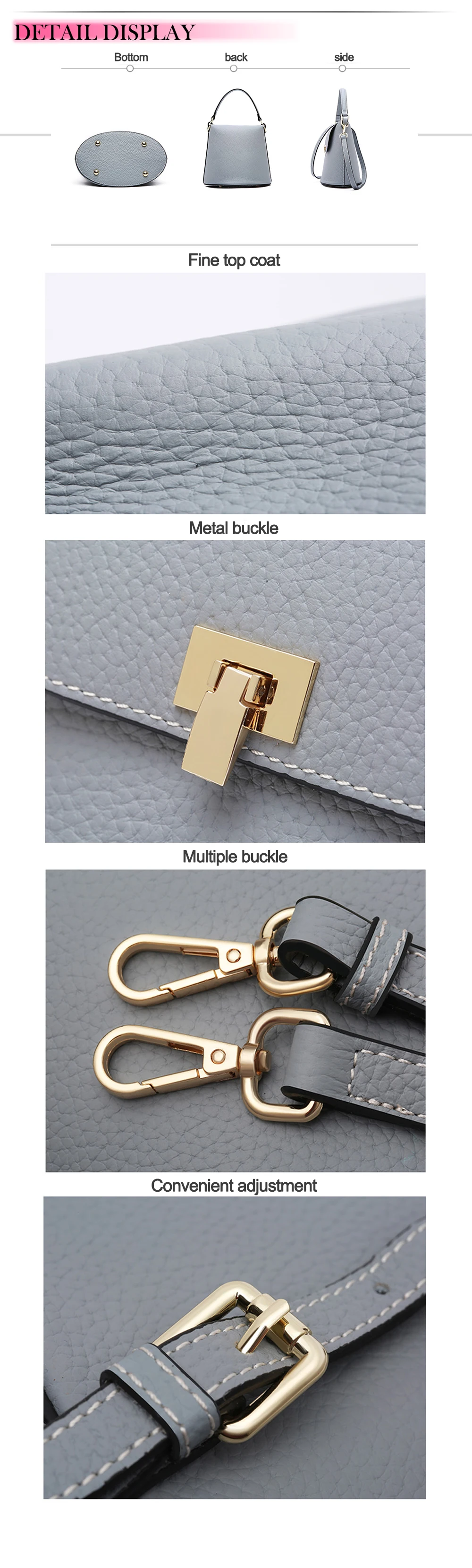 Luxury Brand Leather Women Bag Genuine Leather Lady Shoulder Bag Bucket Fashion Crossbody Bag High Quality Handbag