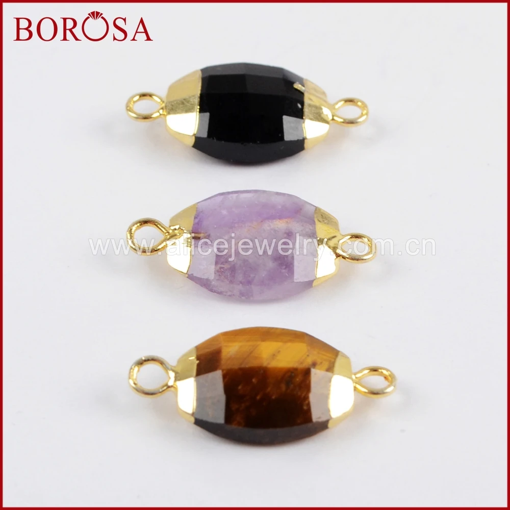 BOROSA 10 шт овальной формы многоцветные граненые камни золотой разъем для