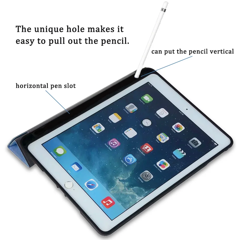 Чехол для iPad 2018 с держателем карандашом Многофункциональный Умный чехол мягкий