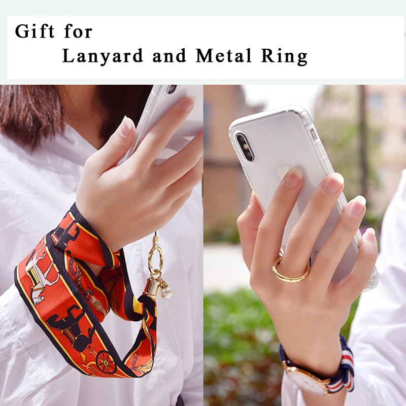 Закаленное стекло ремешок на запястье кольцо палец задняя крышка для iPhone X 8 7 6 6S