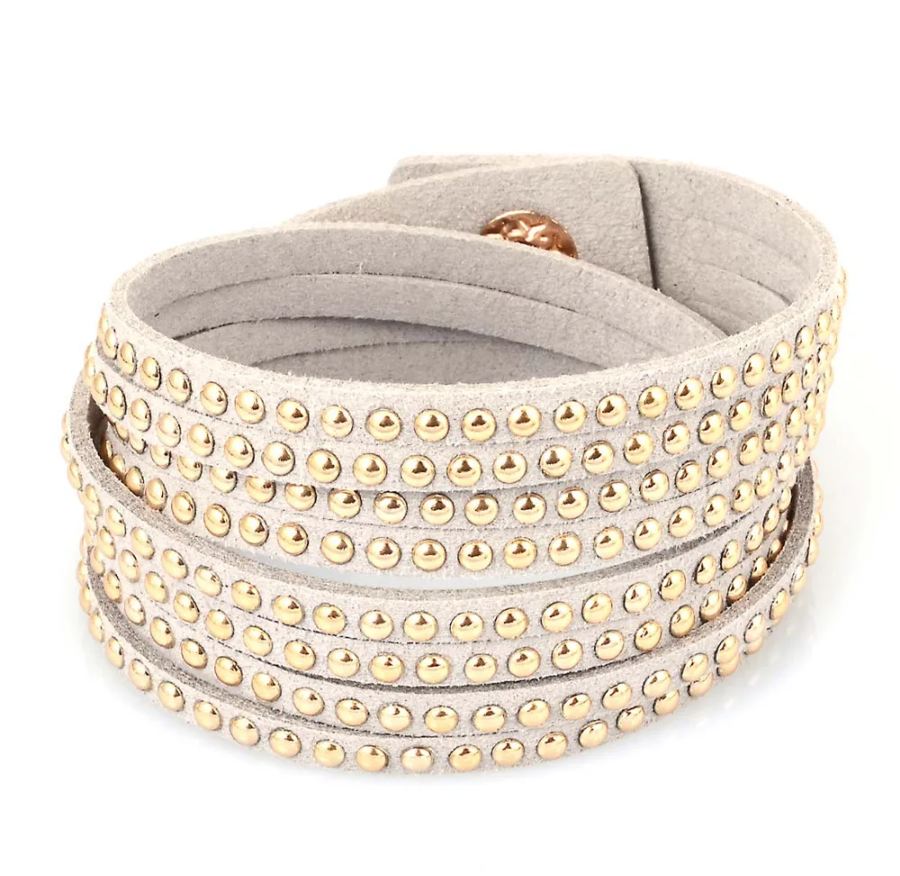 Многослойный кожаный браслет с двойной оболочкой блестящими искусственными