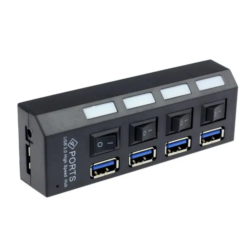 Продажа 4 порта светодиодный индикатор USB 3 0 концентратор с вкл/выкл адаптер