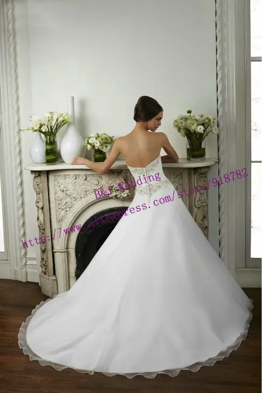 Vestidos De Novia 2015 Sexy Fashionable Off Shoulder A Line Crystal Pearls Backless Wedding Dress Custom Made Bridal Gown | Свадьбы и