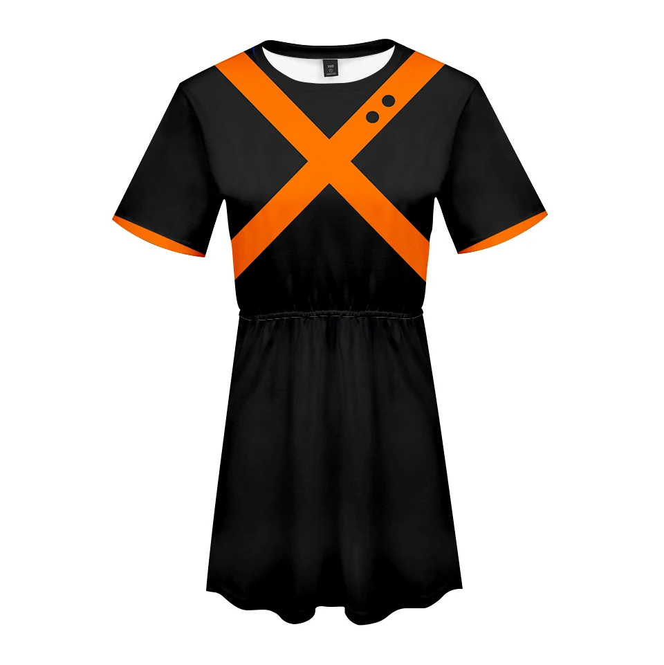 Frdun Tommy 3D MY HERO ACADEMIA Short Sleeved Dress Girl Kpop Anime Oversize Fashion Summer fashion Style so hot Plus Size | Женская