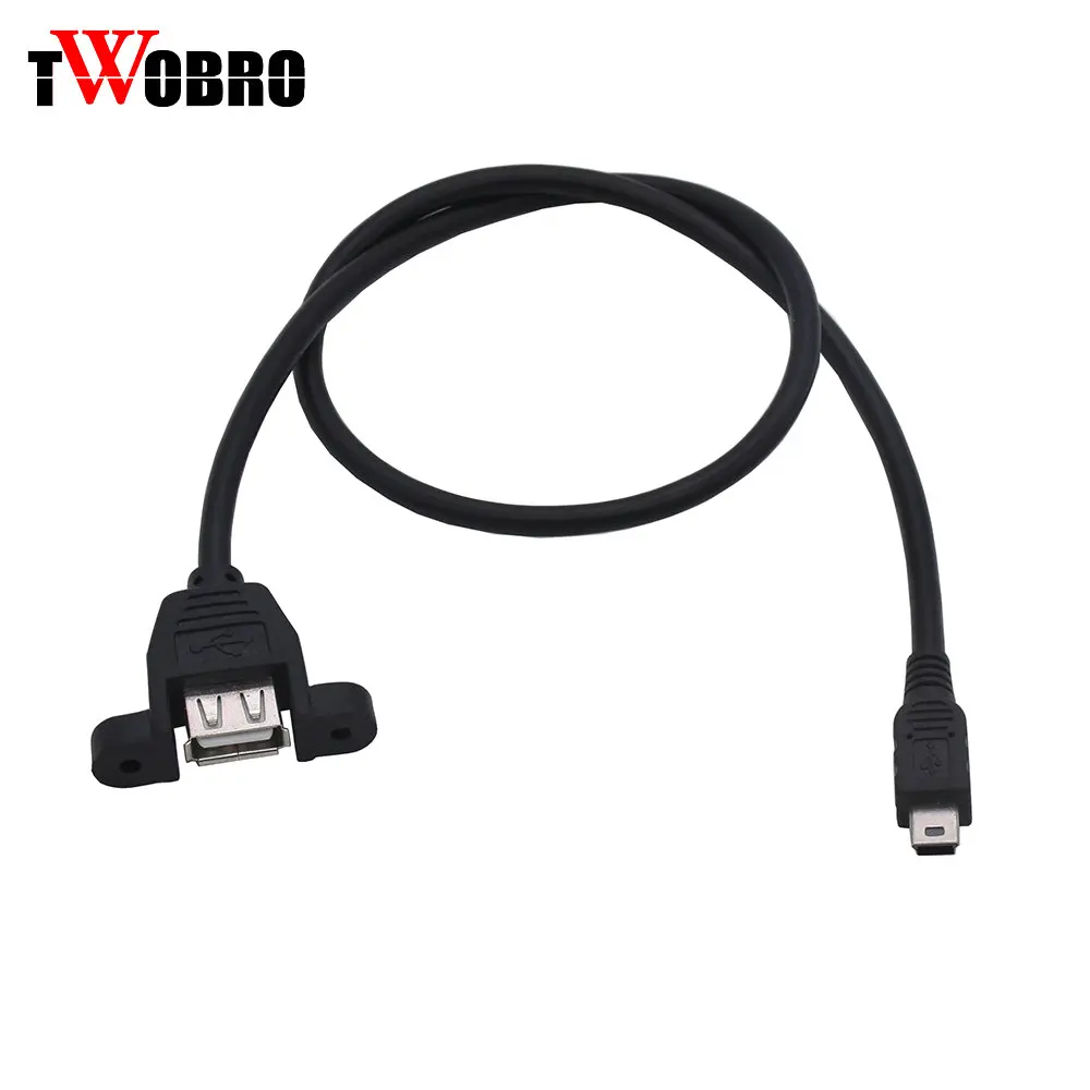 Черный 50 см мини USB 5pin штекер к 2 0 B гнездо панель принтера крепление удлинитель