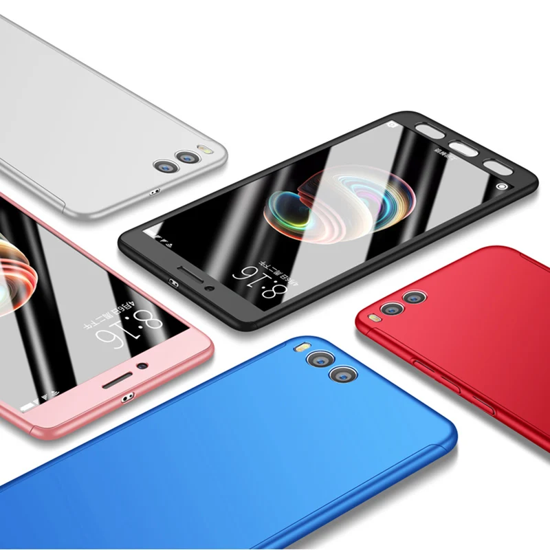 360 градусов Полная защита Жесткий ПК чехол для Xiaomi Mi 5 5S Plus Play 8 Lite SE + бесплатная 9H