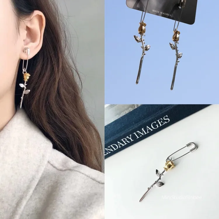 2020 New Fashion Pin Rose Earrings Original Design Sexy Exaggerated for Women Long Alloy Fine Catwalk Gift | Украшения и