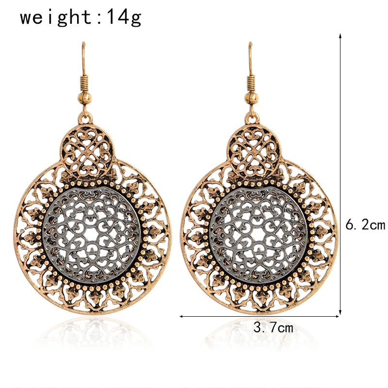 Серьги в стиле бохо полые серьги ретро с узором креативные форме лебедки подарок
