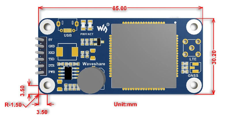 Waveshare NB-IoT/eMTC/EDGE/GPRS/GNSS HAT для RPI Zero/Zero W/Zero WH/2B/3B/3B+, на основе SIM7000C, поддерживает TCP, HTTP, FTP, SMS, а также получать оповещения по электронной почте