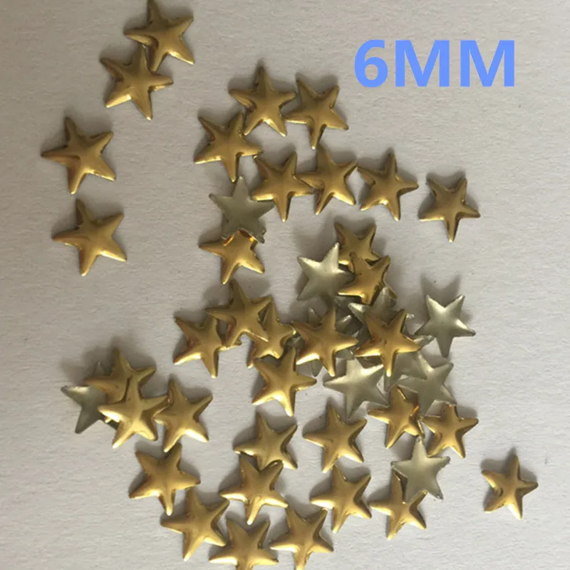800PC 6mm/8MM/10mm Aluminum Golden Hot Fix Rhinestuds Star Shape Studs Metallic Nailheads Iron On DIY Garment Accessories | Дом и сад
