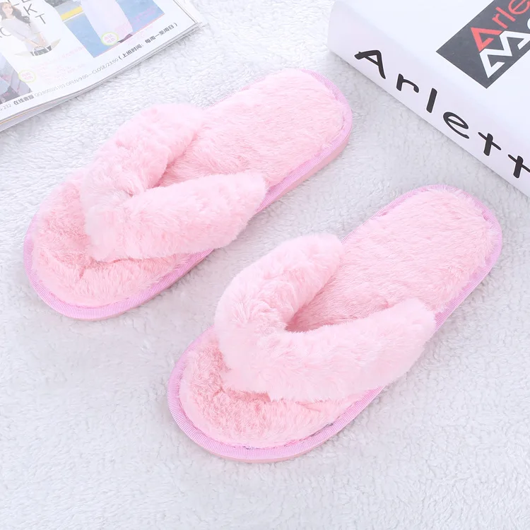 pink 2 POLALI/зимние женские домашние тапочки с искусственным мехом; модная теплая обувь; женские слипоны на плоской подошве; женские шлепанцы; Цвет черный, розовый; большой размер 41 - Цвет: pink 2