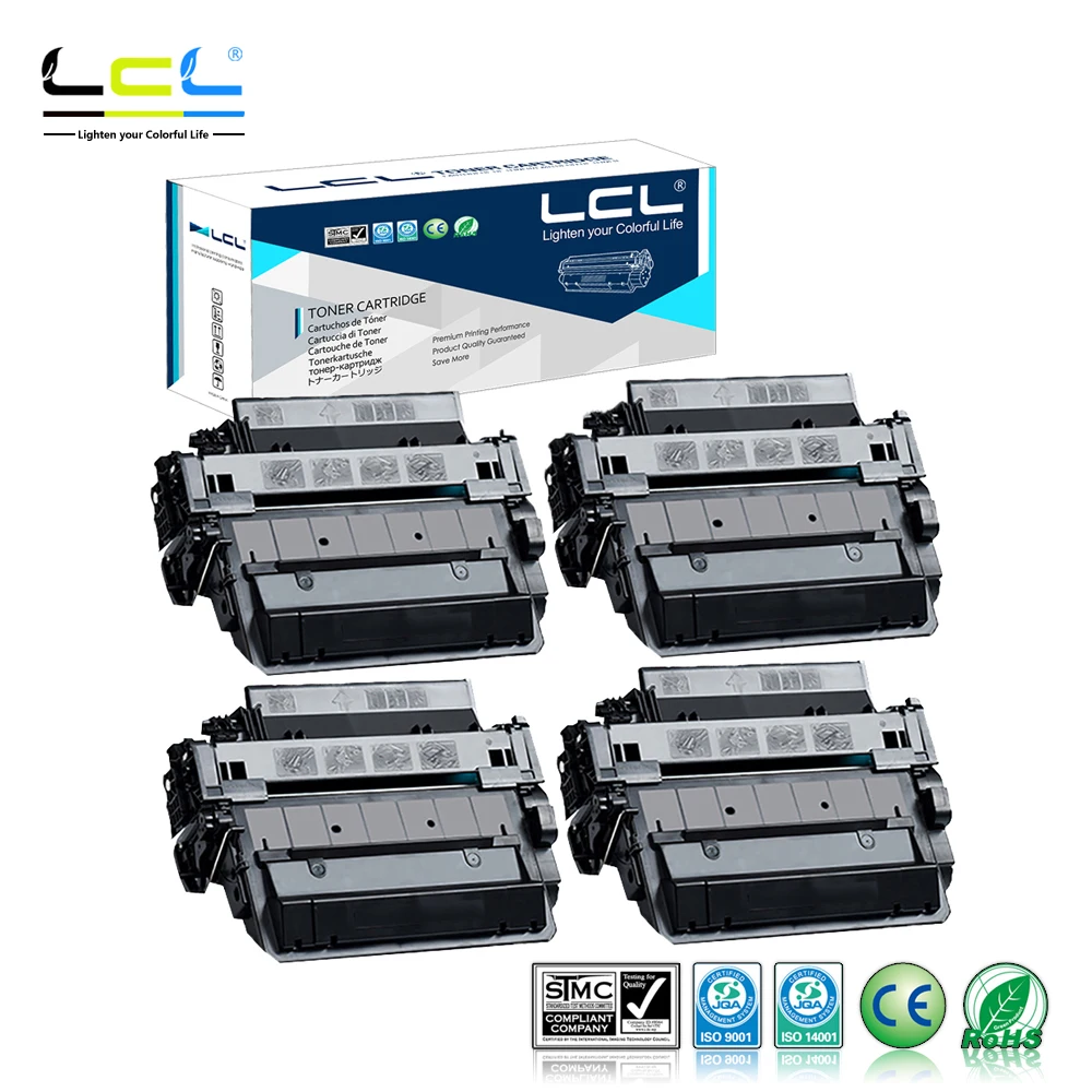

LCL 55A 55X CE255A CE255X 12500 Pages (4-Pack Black) Toner Cartridge Compatible for HP Laserjet Enterprise P3015/P3015d/P3015dn