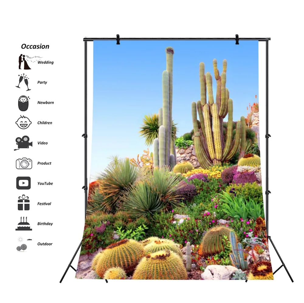 Laeacco Flowers Cactus Prickly Pear Baby Children Natural Scenic Photographic Backgrounds Photography Backdrops For Photo Studio |
