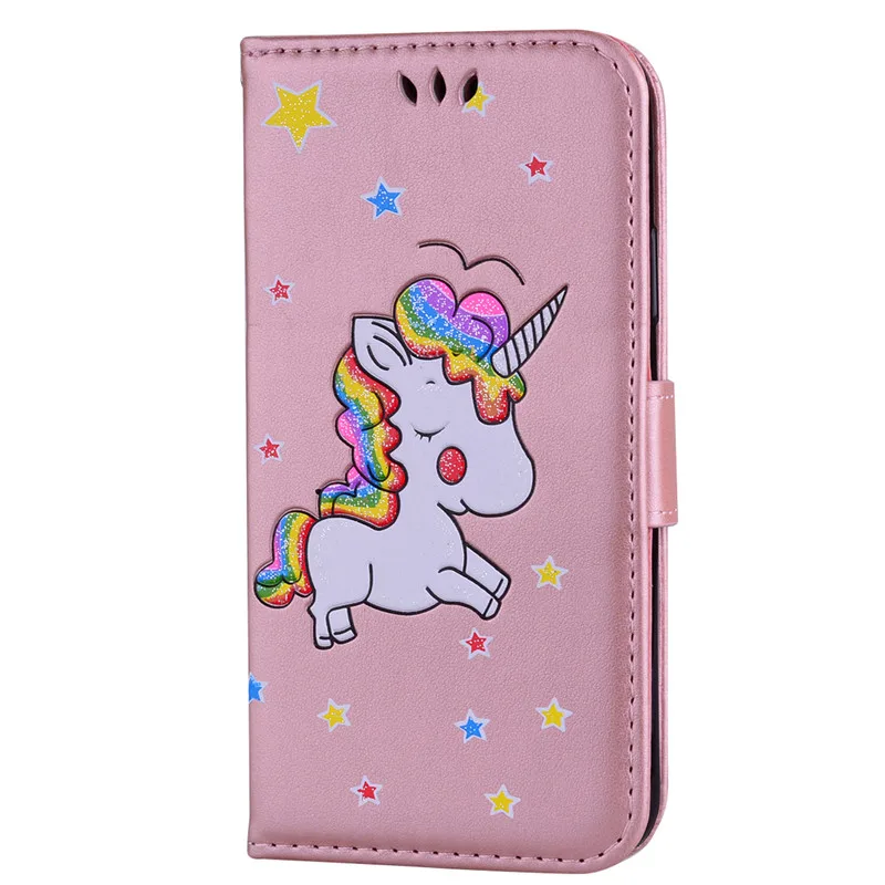 Rose gold Чехол Wekays для sony Xperia X F5122 F5121/XA F3112 F3113/XZ F8331 кожаный+ ТПУ мягкий милый мультяшный чехол с единорогом - Цвет: Rose gold