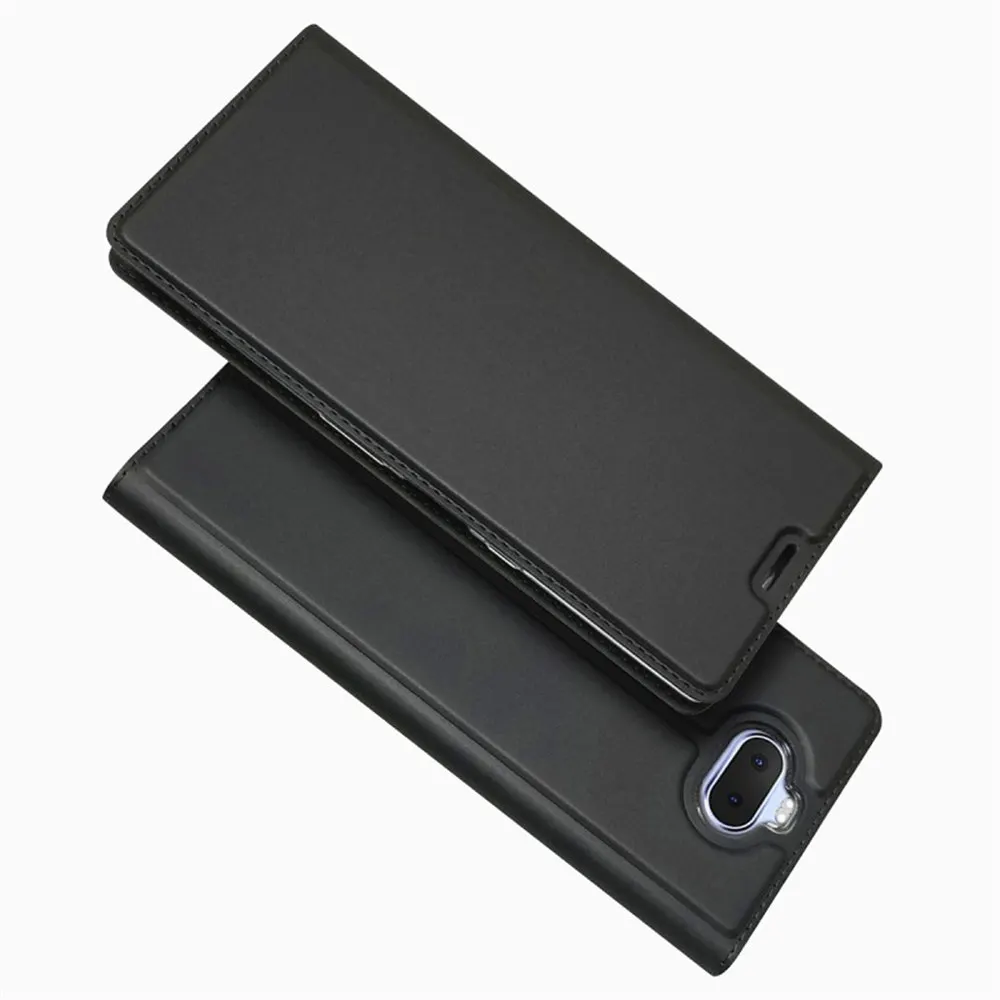 Luxury Leather Flip Book Case for Sony Xperia 10 Plus 1 XA1 XA2 Ultra XZ2 Premium Compact XZ3 L2 Retro Phone Cover Shell - Цвет: Black