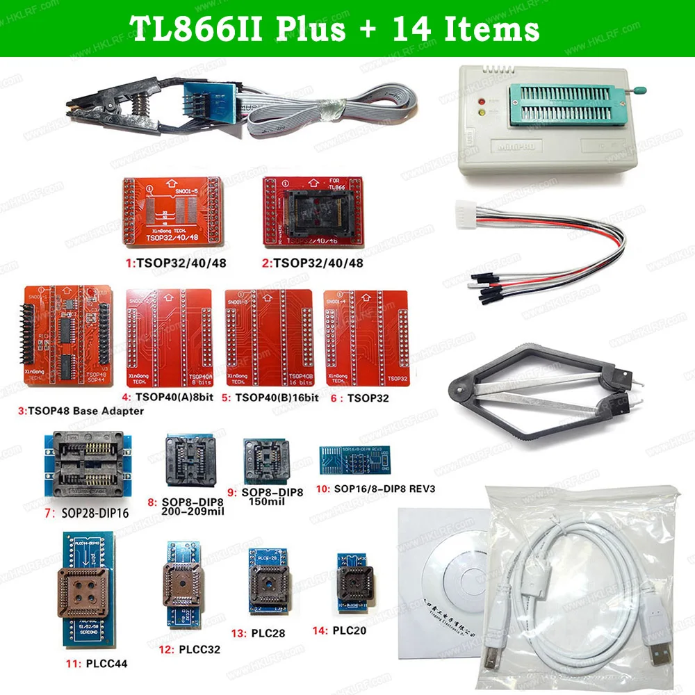 TL866II плюс универсальный Minipro USB программатор+ 19 элементов IC Адаптеры лучше, чем TL866A TL866CS программатор