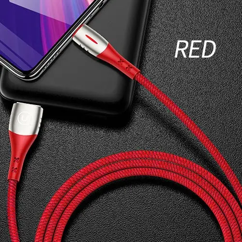 USAMS Micro USB кабель интеллектуальное отключение питания QC3.0 Быстрая Зарядка Кабель Microusb для Android Зарядка шнур данных для samsung Xiaomi - Цвет: Red